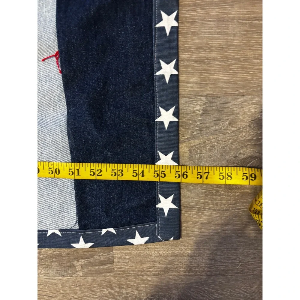 Handmade Patchwork Denim Lap Quilt Star Backing Americana Blue Black 65x56